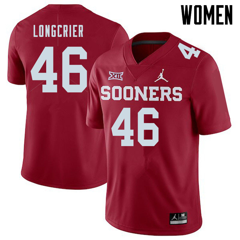 Jordan Brand Women #46 Hunter Longcrier Oklahoma Sooners College Football Jerseys Sale-Crimson - Click Image to Close
